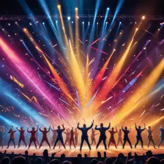 En stor ensemble på scenen, badad i färgsprakande ljus och konfetti. En mäktig inledning till Eurovision Song Contest startordning.