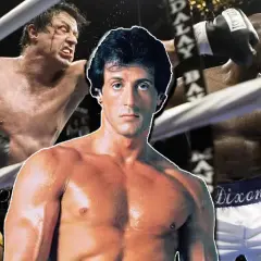 Rocky Balboa, Sylvester Stallone, och Apollo Creed i ringen. En ikonisk bild från rollistan i Rocky.