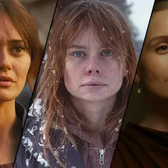 Tre kvinnor i närbild, en med snö i håret, antyder en spännande och bra thriller.