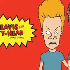 Beavis och Butt-Head skrattar med sina karaktäristiska ansiktsuttryck.