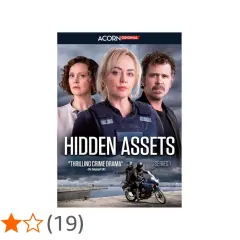Rollistan i Hidden Assets, en spännande kriminalserie. Tre ansikten blickar ut mot oss.