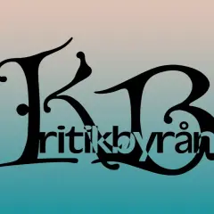 Svart text med "KB" och "ritikbyrån" mot en gradientbakgrund. En logotyp som visar vad som måste bra satir ha.