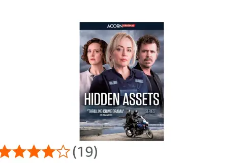 Rollistan i Hidden Assets, en spännande kriminalserie. Tre ansikten blickar ut mot oss.
