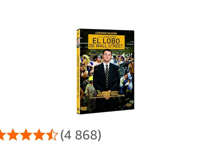 DVD-omslag för "The Wolf of Wall Street" med Leonardo DiCaprio. En av många filmer med Leonardo DiCaprio.
