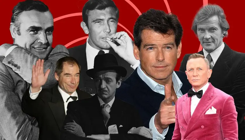 En hyllning till alla James Bond-skådespelare, från Sean Connery till Daniel Craig, som alla har spelat den ikoniska agenten. En collage som visar upp flera av de skådespelare som har gestaltat nya James Bond.