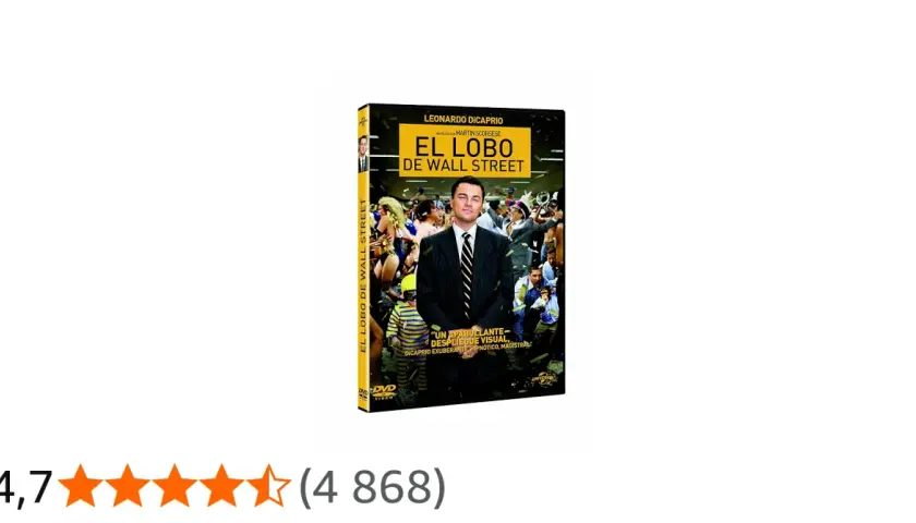 DVD-omslag för "The Wolf of Wall Street" med Leonardo DiCaprio. En av många filmer med Leonardo DiCaprio.