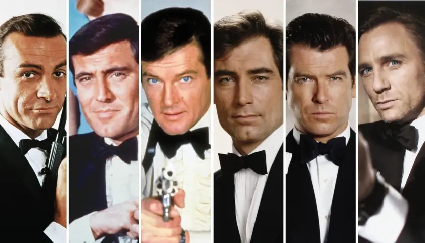 Sean Connery, George Lazenby, Roger Moore, Timothy Dalton, Pierce Brosnan och Daniel Craig – alla som spelade James Bond.