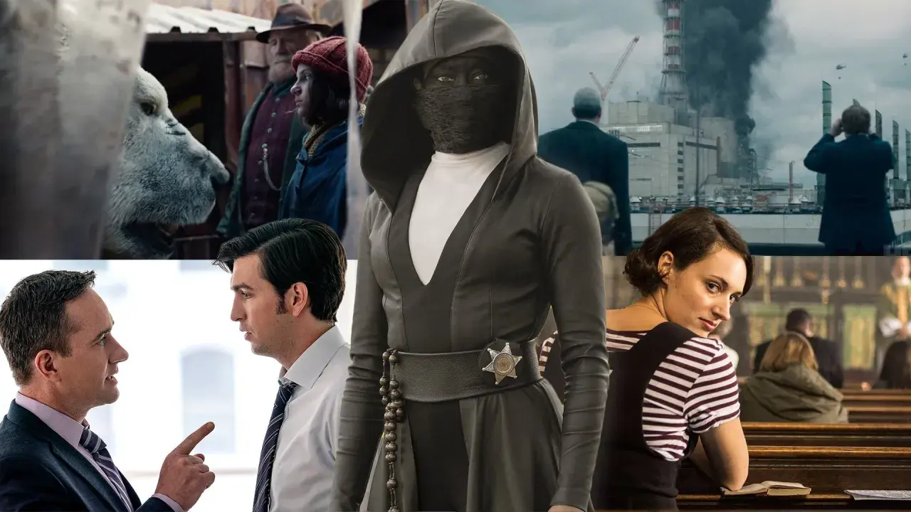 En kollage av scener från populära tv-serier. En lista över sevärda tv-serier.