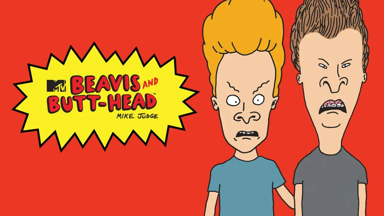 Beavis och Butt-Head skrattar med sina karaktäristiska ansiktsuttryck.
