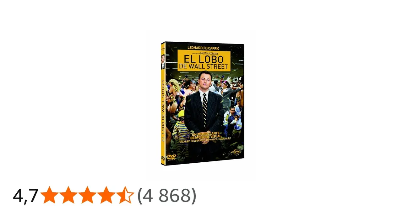 DVD-omslag för "The Wolf of Wall Street" med Leonardo DiCaprio. En av många filmer med Leonardo DiCaprio.