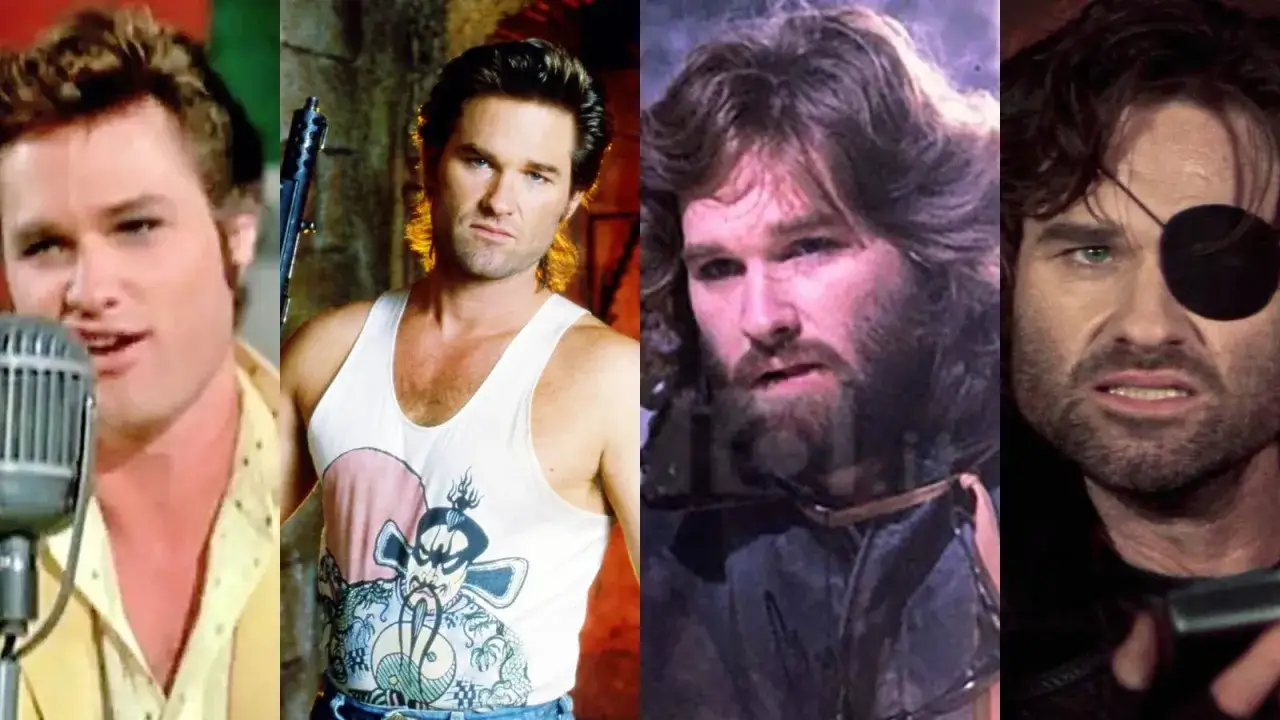 Kurt Russell i fyra ikoniska roller från sina filmer. Från sångare till actionhjälte, en sann legend.