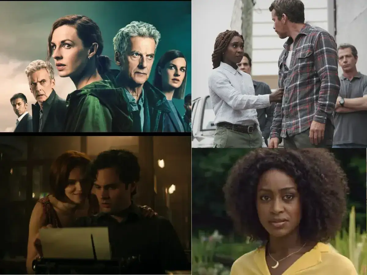 En samling scener fr&aring;n en bra thriller. En grupp m&auml;nniskor ser allvarliga ut, en kvinna konfronterar en man, ett par tittar p&aring; en skrivmaskin och en kvinna ser fundersam ut.
